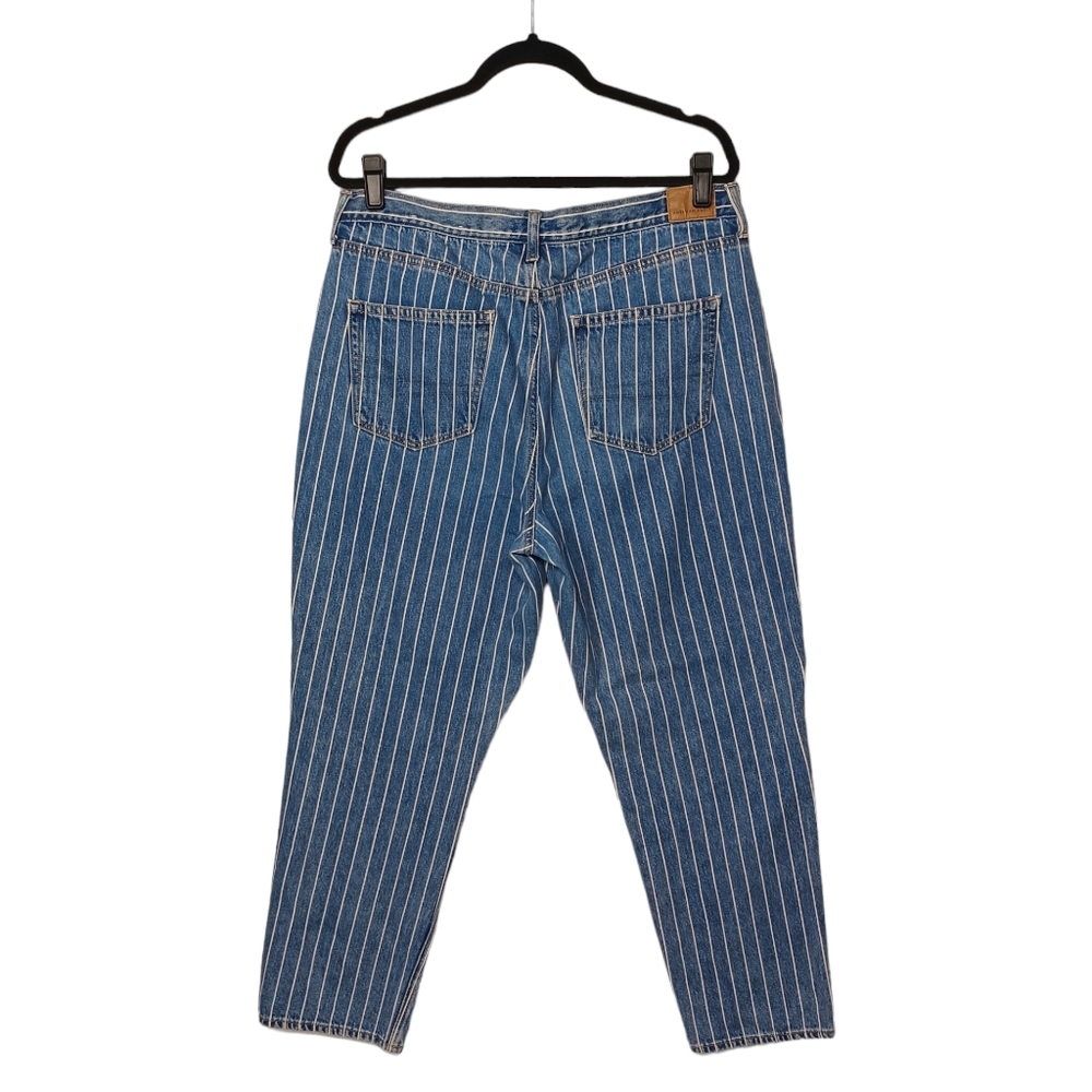 AEO AMERICAN EAGLE Mom Jean White Stripe Print Boho Blue Jeans 16 - Picture 2 of 9